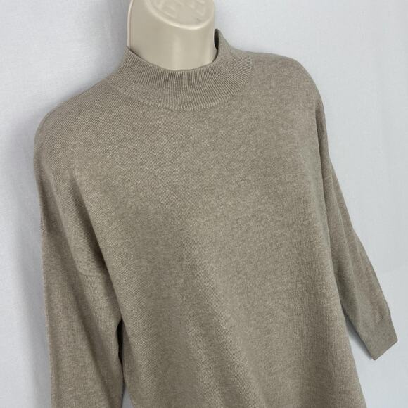 Madewell Sweater Womens Small Heather Hazelwood Mock Neck Wool Alpaca Blend Tan - Picture 2 of 11
